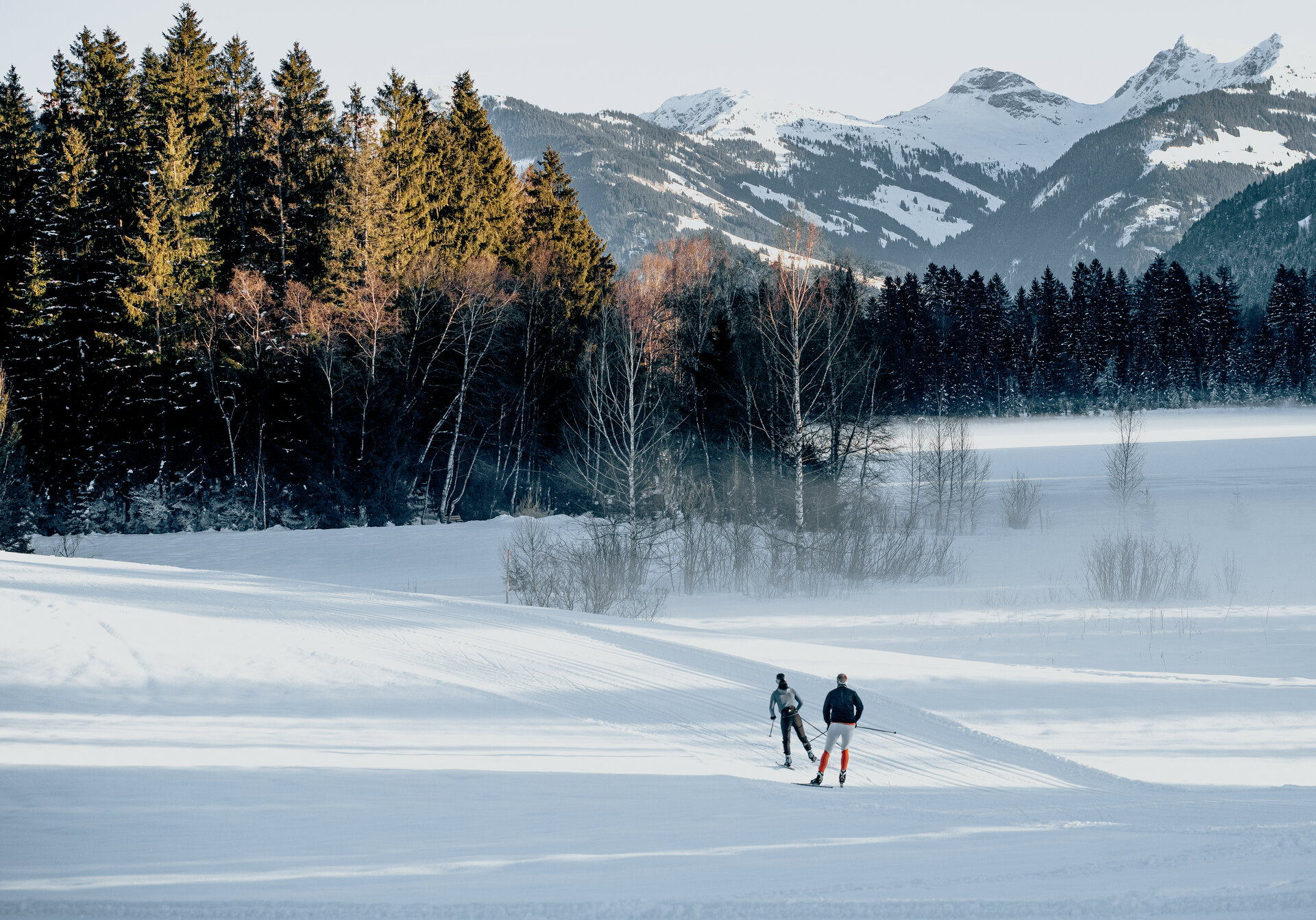 Langlaufen in Kitzbühel mit Blick auf das Kitzbüheler Horn